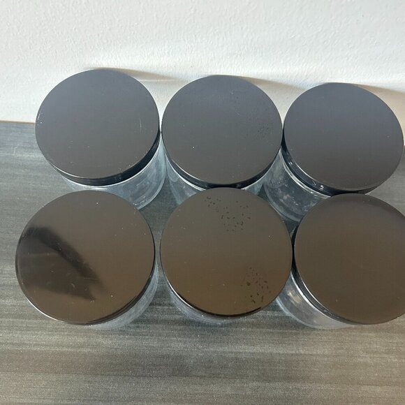 6 Pack 15oz Round Plastic Jars w Black Lids EUC - Picture 3 of 4